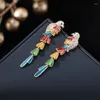 Stud Earrings SUYU Earwear Temperament Personalized Design Bird Long Colored Feather Drop Oil Parrot