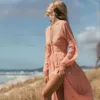 Vestidos casuais elegante sólido manga longa solta sundress vintage francês maxi para mulheres oversized senhoras férias praia vestido de festa