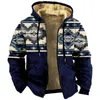 Men's Hoodies Zipper Fleece Long Sleeve Coat Jackets Aztec Tribal Graphics Casual Winter For Man Zip-Up Sweatshirts Outerwears