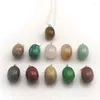 Pendant Necklaces Mixed Lot Natural Stone Egg Shape Silver Color Chain For Women 12pcs/lot