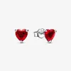 Stud Authentic 925 Sterling Silver Red Heart Stud örhängen Fashion Women Wedding Engagement Jewelry Accessories153i