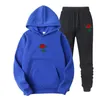 Men's Tracksuits 2023 Men Hoodies Suit Rose Flower Tracksuit Sweatshirt Fleece Hoody Sweat Pants Jogging Homme Pullover 3XL Sporting Set