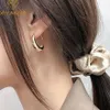 Yuan'S Damen-Ohrringe aus dünnem Silber mit Knöpfen, französischer C-förmiger, vergoldeter Brautschmuck, Anti-Allergie-925-Ohrstecker, 203 m