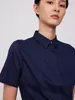 Blouses du bureau pour femmes Lady Short Basic Dress Shirt sans poche femelle sans fer décontractée Slim-fit légère chemisier Strech Shirts