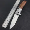 Outdoor DA51 Camping Wood Handle Folding Pocket Knife Tactical Caça Facas EDC de autodefesa