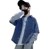 Jackets 2024 Korean Spring Autumn Junior Boy Outwears Teenager Denim Patchwork Long Sleeve Children Single-breasted Coat Tops