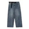 Jeans pour hommes Houzhou Baggy Hommes Y2K Oversize Taille Haute Denim Pantalon Mâle Streetwear 90S Pantalon à jambes larges Hip Hop Japonais Casual
