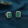 Realytrust Solid 925 Sterling Silver Colombia Emerald Lab Created Diamond Stud Earrings for Women Wedding Party Birthday Gift 21032658