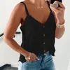 Women's Tanks Women Summer Fashion Casual Loose Tank Tops V-Neck Solid Color Sleeveless Vest With Buttons All-Match Cool Vests Outfit