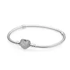 Roségold Silber Moments Pave Herzverschluss Schlangenkette 925 Sterling Silber Armband Armreif passend für Mode-Perlenanhänger DIY-Schmuck 231229