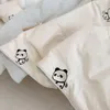 Filtar Bear Panda broderi Bomull Baby täcke för unisex pojkar flickor barn trångt dagis barn tupplur filt lättvikt