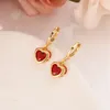 Pendientes de circonia cúbica con forma de gota de cristal de 3 colores con forma de corazón dorado de alta calidad para mujeres y niñas, regalo árabe africano para niños, joyería de moda 245J