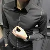 Camisa masculina de manga comprida nova outono alta costura negócios high-end camisa superior fino ajuste roupas masculinas casuais Polegada