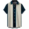 Men's Casual Shirts Shirt Summer Short-sleeved Patchwork Color Lapel Outdoor Street Button-down Fashion 1950s And Breathable