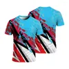 メンズTシャツ爽やかな夏の服のスピードカラーブロックパターンTシャツ3Dプリントラウンドネックスポーツカジュアル短袖ヒップホップトップ