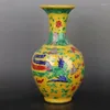 Bottiglie Vaso cinese Famille Rose in porcellana Ming Hongzhi intagliato Dragon Phoenix 11,0 pollici