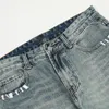 Herrenjeans UPRAKF Streetwear mit geradem Bein, zerrissen, Basic, High Street, helle Farbe, lässig, Taschen-Denim, lockere Mode