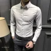 Camisa masculina de manga comprida nova outono alta costura negócios high-end camisa superior fino ajuste roupas masculinas casuais Polegada