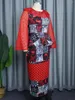 Vêtements ethniques imprimé africain longue maille évider patchwork o-cou à volants voir à travers la robe maxi robes de soirée de mariage pour les femmes