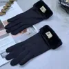 Designer High-quality Fashion Plush Waterproof Gloves for Men Women Veet Wool of Sheep Lady Five Finger Mittens Design Women's Gloves Winter