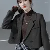 Abiti da donna Blazer Abbigliamento solido Cappotti e giacche da donna Capispalla corti raccolti larghi Abiti promozionali invernali neri Coreano all'aperto