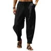 Pantalons pour hommes Hommes Pantalons de survêtement d'été Cordon de serrage Taille élastique en vrac Harem Sports Pantalon de jogging à entrejambe profond Vêtements féminins