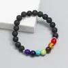 Strand Trendy 8mm Nero Roccia Vulcanica Colorata Per Uomo Semplice Bracciale Elastico Casuale Regalo Maschile