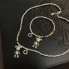 925 Stamp Necklace Bracelet Jewelry Trend Simple String of Beads Design Bear Zircon Pendant Party Jewelry GC11353388