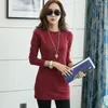 Women's T Shirts Medium Length Bottomed Shirt Female Chubby Sister Loose And Slimming Large Size Solid Color Buttocks Wrapped Long Sleeved