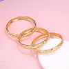 Brazalete de flores talladas, brazaletes de Metal chapados en oro de Dubái árabe, brazalete de lujo para mujer, joyería nupcial, pulseras en capas para niñas