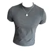 Männer T-Shirts Plus Größe 4XL-M Rollkragen Kurzarm Für Männer Kleidung Hohe Elastische Slim Fit Casual Basic T-shirt homme 4 Farben