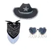 Berretti Cappello da cowboy Occhiali Bandana Set Cappello da cowgirl Bandana Cappello da addio al nubilato Cappello da sposa