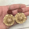 Boucles d'oreilles pendantes en bois de rotin naturel tissé à la main pour femmes, style Boho, chapeau en bois de bambou, paille, bijoux faits à la main, vente en gros