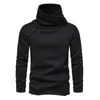 Sudaderas con capucha para hombre Diseño de botones Top para hombre Cuello alto Sudadera de punto Jersey grueso y cálido para otoño invierno Manga larga Longitud media