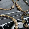 4pcs set Luxury CZ Gold crown cross Charm mens bracelet stacks copper beads Macrame bracelets & bangles for mens accessories Y2008226s