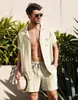 Męska koszula TrackSuits for Men Sets Summer bawełniane lniane 22-częściowy kombinezon na zewnątrz i ubrania piżamą wygodna plaża oddychająca plaża