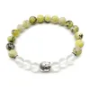 SN1258 Novo Design Pulseira Howlite Amarelo de Alta Qualidade Fosco Cristal Transparente Pulseira Buda Yoga Mala Contas Jewelry258N