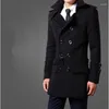 Men's Trench Coats Autumn Winter Solid Men Coat Fashion Double Breasted Windbreaker Jacket With Belt Lapel Overcoat Parka