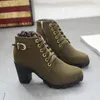 Botas de talla grande 42 tobillo Mujer plataforma tacones altos Bota femenina Zapatos con hebilla tacón grueso Botas cortas Para mujeres 2023