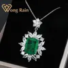 Wong Rain Vintage 100% 925 Sterling Silver Created Moissanite Emerald Gemstone Wedding Pendent Necklace Fine Jewelry Whole LJ22821