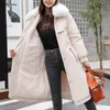 Frauen Unten Winter Lange Jacken Frau Plus Größe Warme Tops Zip Pelz Kragen Frauen Kleidung Dicke Baumwolle Mit Kapuze Mantel mantel Koreanische D5