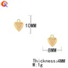 Polonais Cordial Design 50 pièces 8*10MM accessoires de bijoux/breloques/forme de coeur/plaqué or véritable/fait à la main/résultats de boucles d'oreilles/fabrication de bricolage