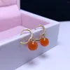 Stud Earrings Shilovem 18K Yellow Gold Real Natural South Red Agate Fine Jewelry Wedding Plant Christmas Gift Yze8.5-9008nh