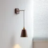 Wandlamp Scandinavisch walnoothout LED-lichtarmatuur Wabi-sabi Woondecoratie Verlichting Zolder Slaapkamer Nachtkastje Messing Moderne schansen