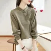 Women's Hoodies Women Spring And Autumn Vintage Chinoiserie Stand Collar Sweatshirt Solid Color Disc Buckle Splicing Cozy Long Sleeves Top