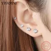 YHAMNI Originele 925 Sterling Zilveren Oorbellen Voor Vrouwen Mannen Kleine 3mm 4mm 5mm 6mm 7mm 8mm Zirkoon Stud Oorbellen Meisje kind aretes E3199B