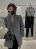 Women's Suits Korean Style Grey Suit Jacket 2023 Spring And Autumn Design Sense Loose Casual Niche Small Fried Street Blazer