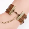 Bangle Glass Cabochon Multilayer Brown Leather Bracelet Time Stone Jewelry Beautiful Scenery For Girls Gift Pretty