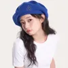 Berets Korean Rose Red Beret Spring Summer Thin Section Breathable Wild Retro Loose Knitted Painter Hat Cute Japanese Women's Hats