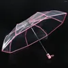 Parapluies Transparent Parapluie Automatique Pluie Femmes Hommes Soleil Auto Compact Pliant Style Coupe-Vent Clair Tra